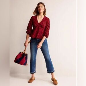 Boden Red and Blue Patterned Top